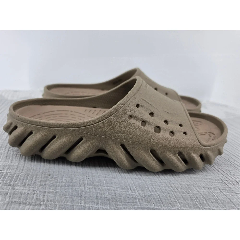 Crocs Echo Slide Khaki Tan Sandal Mens 9 Womens 11 208170-260 Comfort Mule